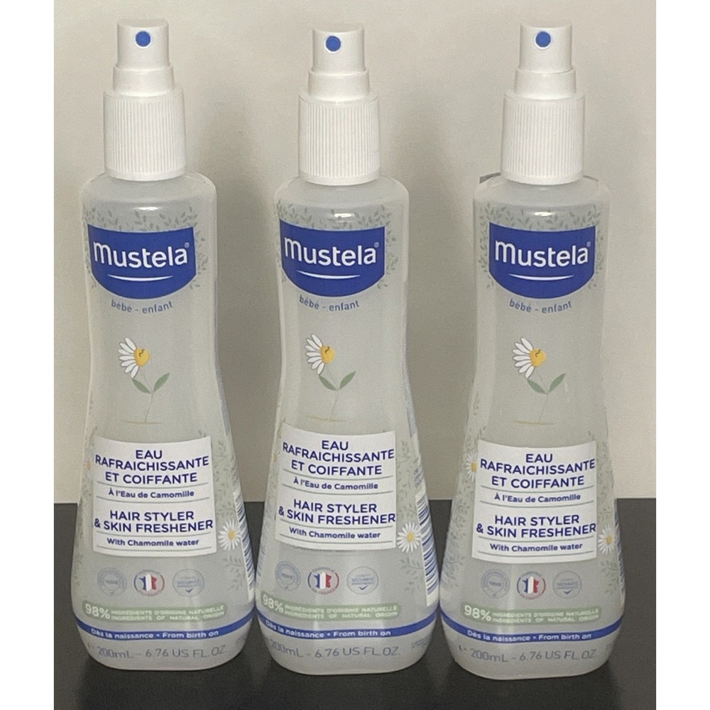 Mustela Baby Hair Styler & Skin Freshener W/Camomile 6.76 oz LOT OF 3 BOTTLES